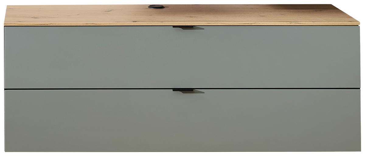 TV-Element Memphis Grün/Eiche Artisan - Schwarz/Eiche Artisan, MODERN, Holzwerkstoff/Metall (140/51/44cm) - Premium Living