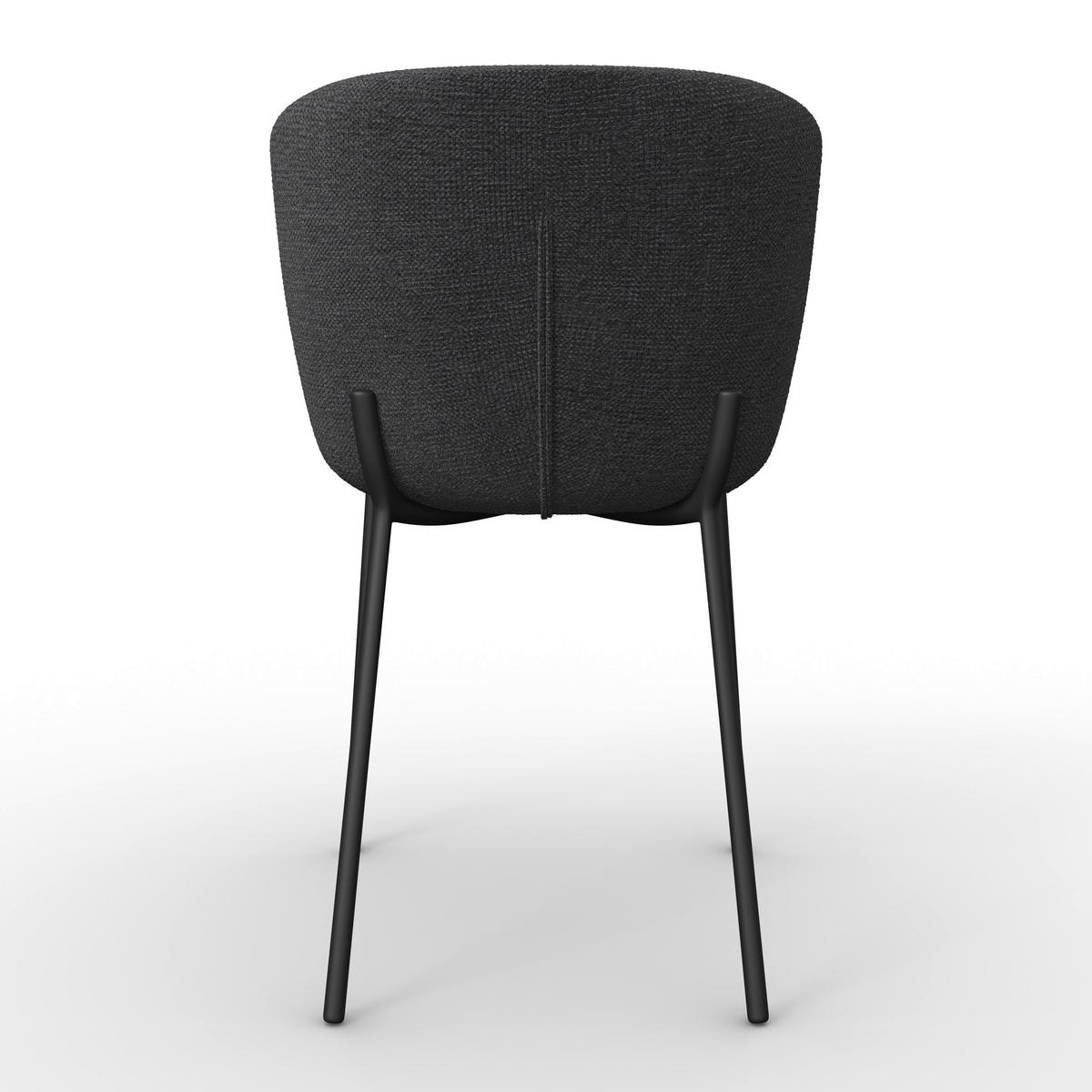 Stuhl Noemie Dunkelgrau Chenille Gepolstert - Dunkelgrau/Schwarz, MODERN, Holz/Textil (49/81/54cm) - Bessagi Home