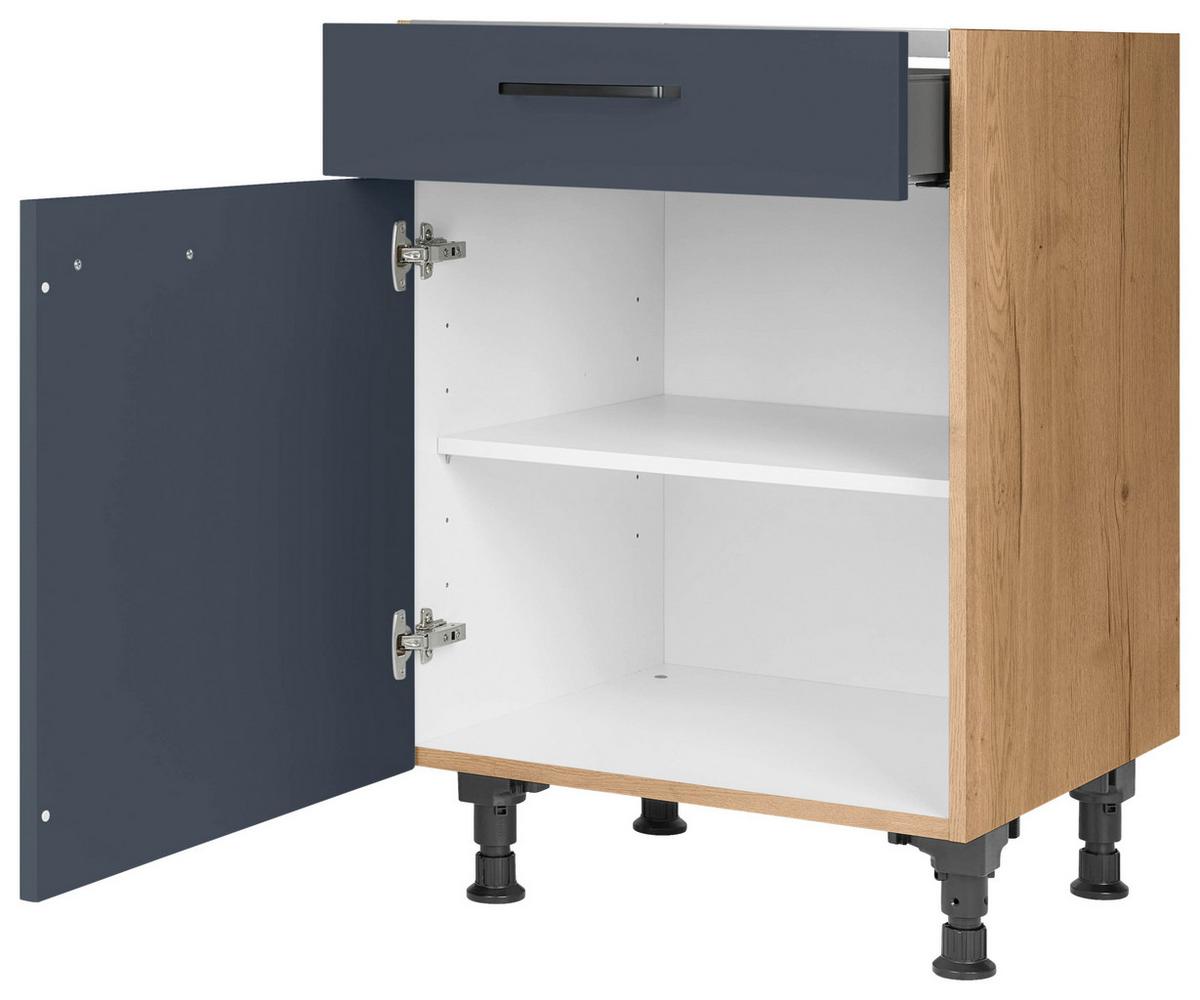 Kochfeldumbauschrank Easytouch Blau - Blau/Eichefarben, MODERN, Holzwerkstoff/Metall (60/87/56cm) - Nobilia