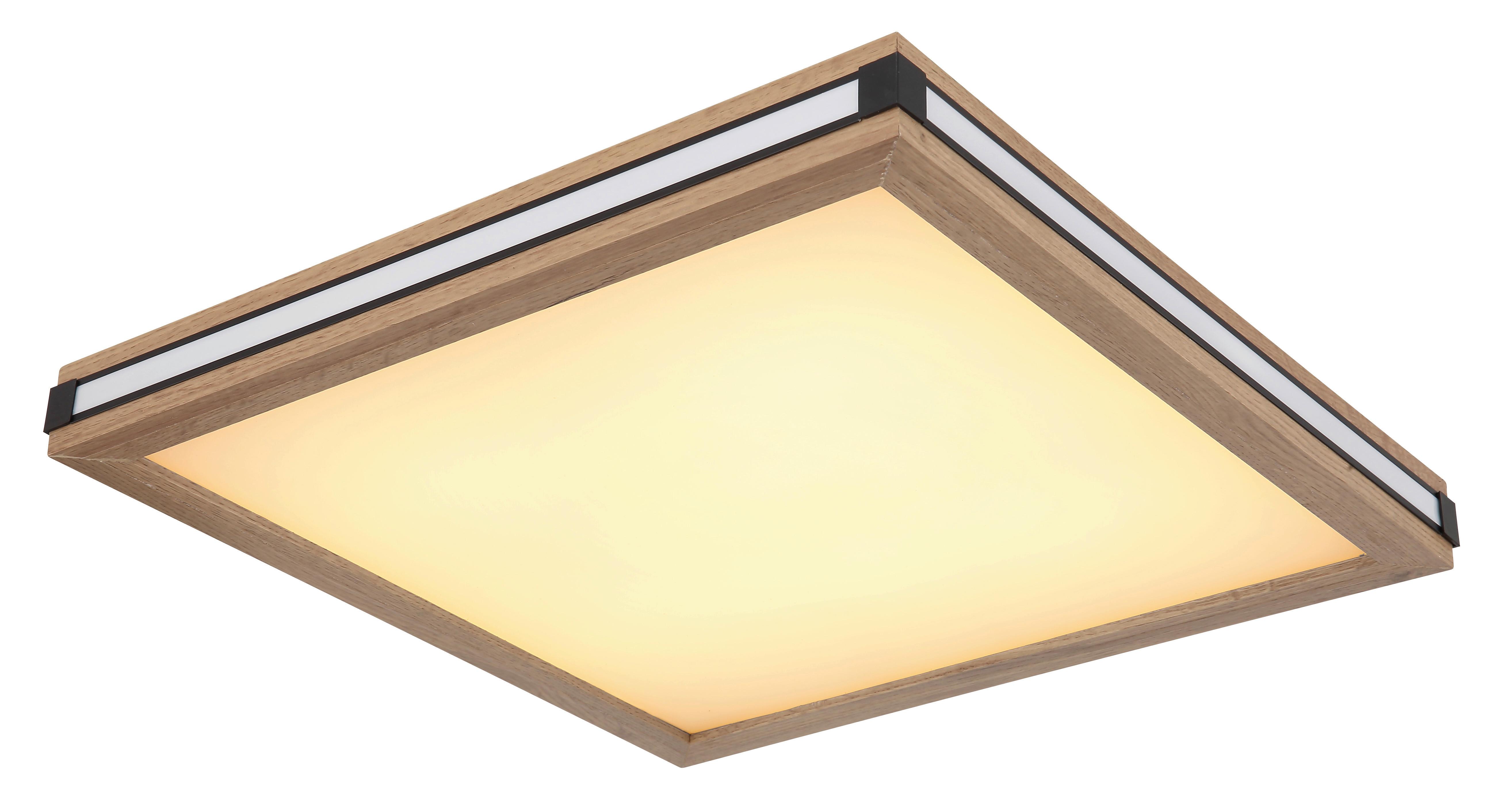 LED-Deckenleuchte Carla Weiß/Dunkelbraun max. 24 Watt - Dunkelbraun/Opal, Natur, Holzwerkstoff/Kunststoff (45/45/7,5cm) - Globo