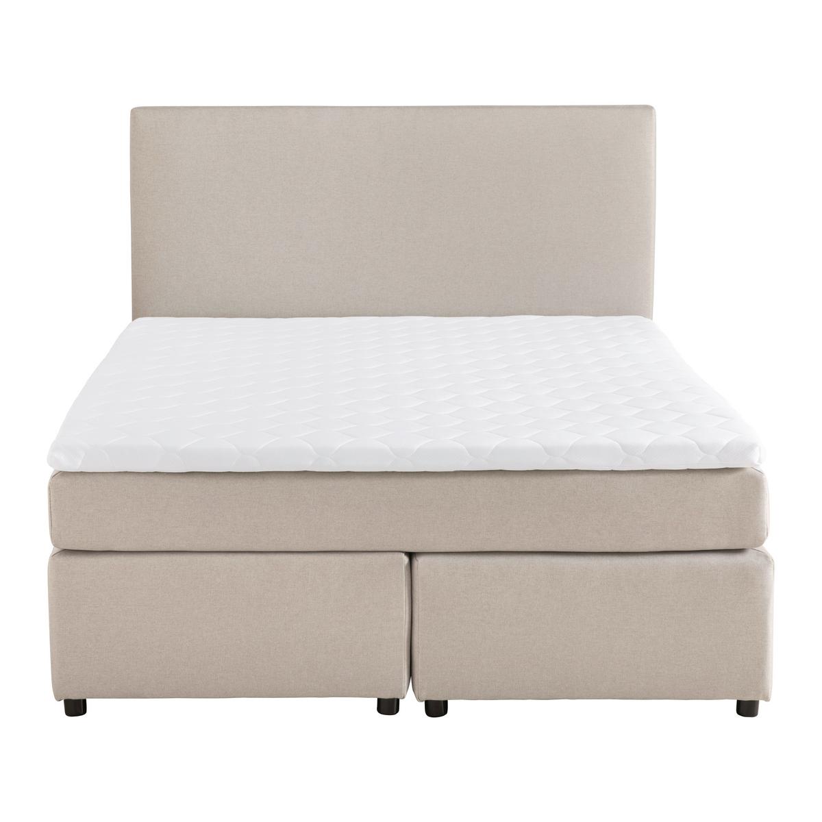 Pat boxspring bej Florinda cca 140X200 bej cu topper - bej, Modern, lemn/textil (140/200cm) - Bessagi Home
