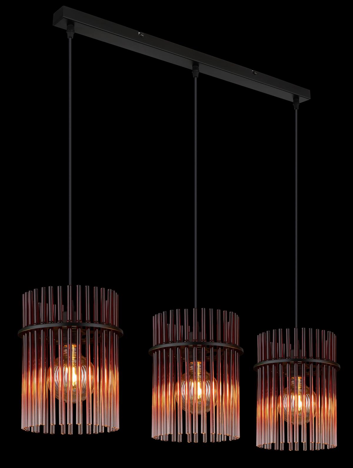 HÄNGELEUCHTE 15698-3HBR  GORLEY - Klar/Brombeere, Basics, Glas/Kunststoff (80/20/140cm) - Globo