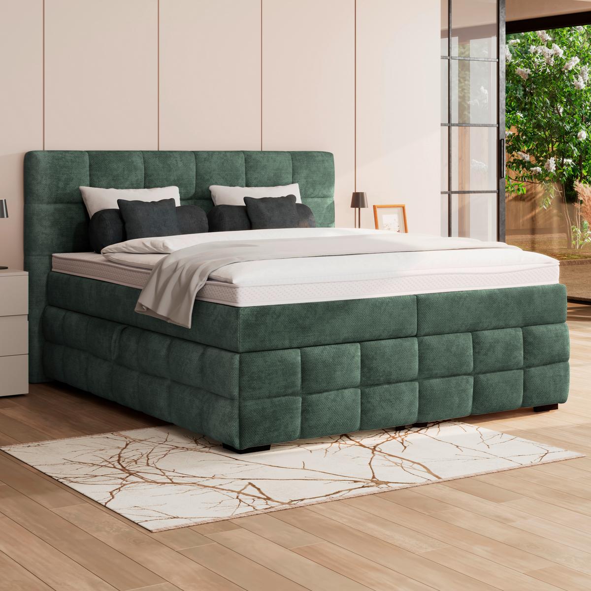 PAT BOX VEGA - verde, Trend, lemn/textil (160/200cm) - Modern Living