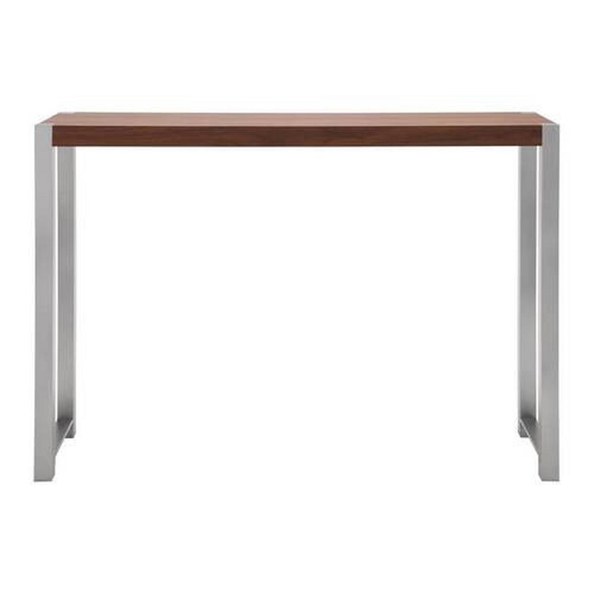 Masă de bar ENORA - nucă/culoare inox, Modern, lemn/metal (150/100/40cm) - Bessagi Home