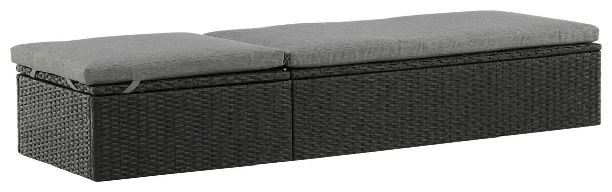 Sonnenliege Quad ca. 61x38x198 cm Schwarz - Schwarz/Grau, KONVENTIONELL, Kunststoff/Textil (60.5/37.5/198cm) - Gardenson