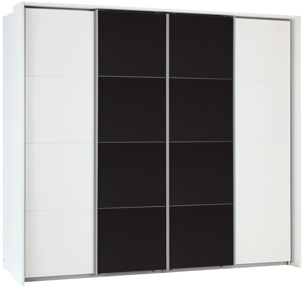 Dulap cu uși glisante BENSHEIM 361/230 - alb/gri închis, Modern, sticlă/material pe bază de lemn (361/230/62cm) - James Wood