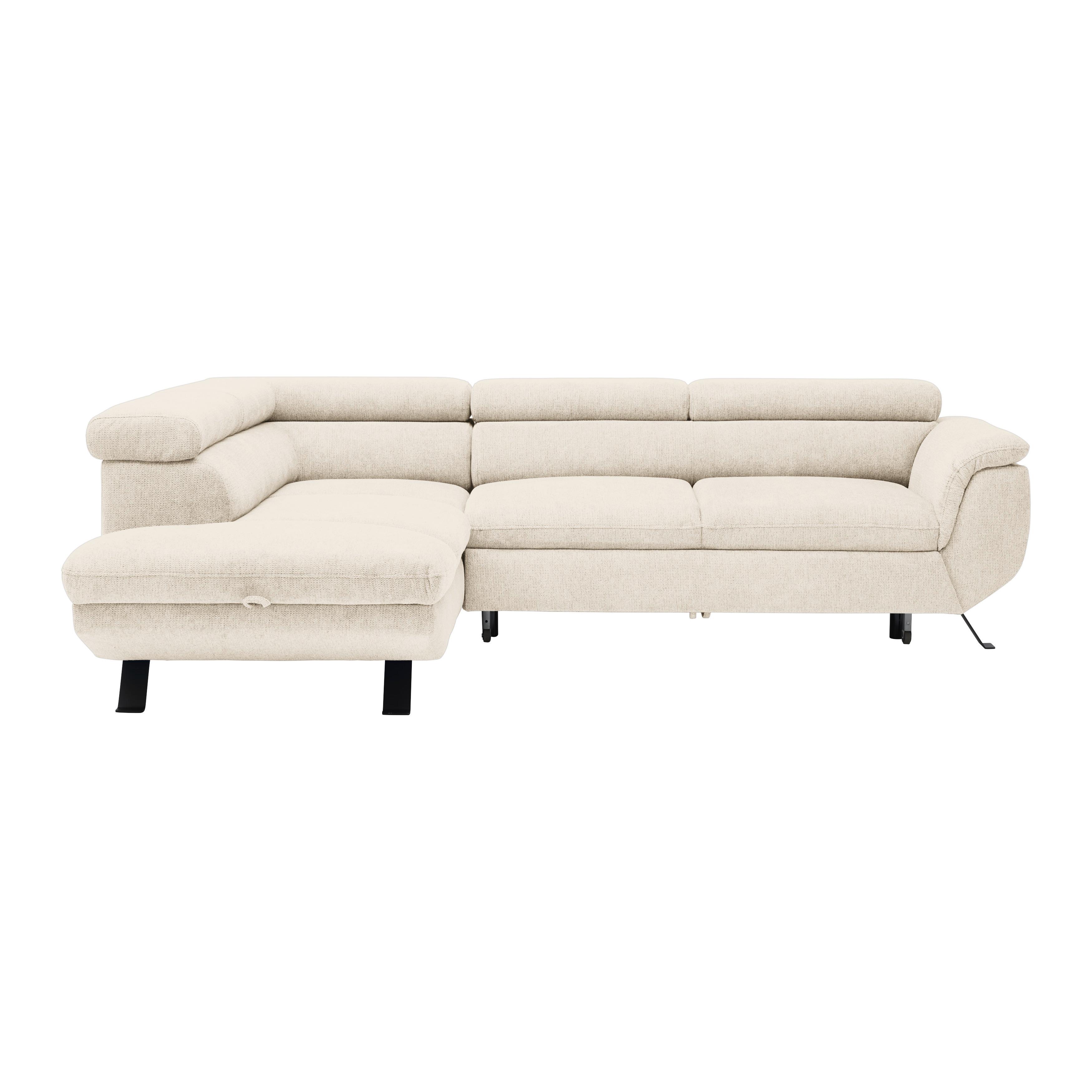 Ecksofa Raven Beige - Beige/Schwarz, MODERN, Textil/Metall (198/257cm) - Mömax
