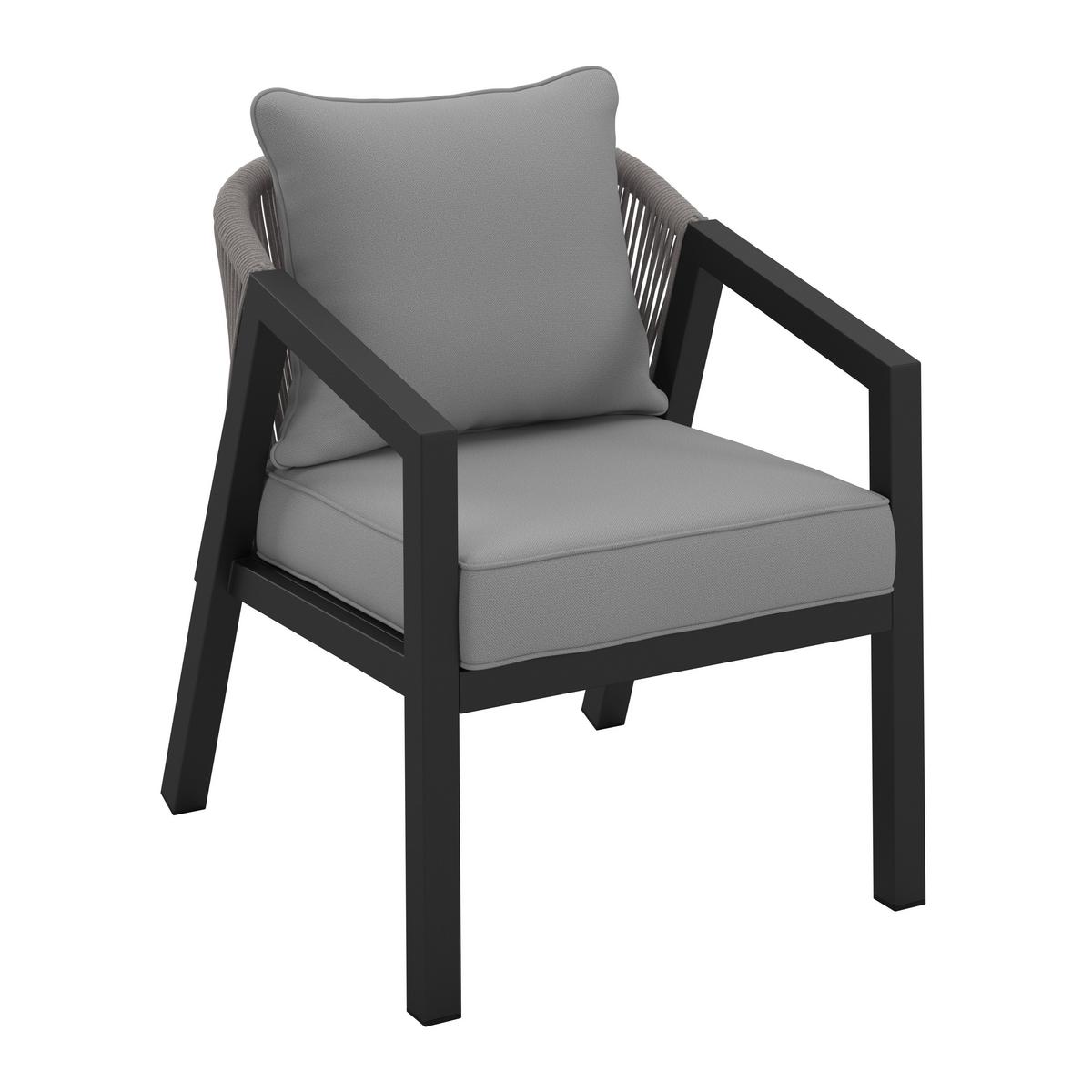 Balkonset Bela Hellgrau Hellgrau Outdoorstoff/Metall - Hellgrau/Schwarz, MODERN, Textil/Metall - Bessagi Garden