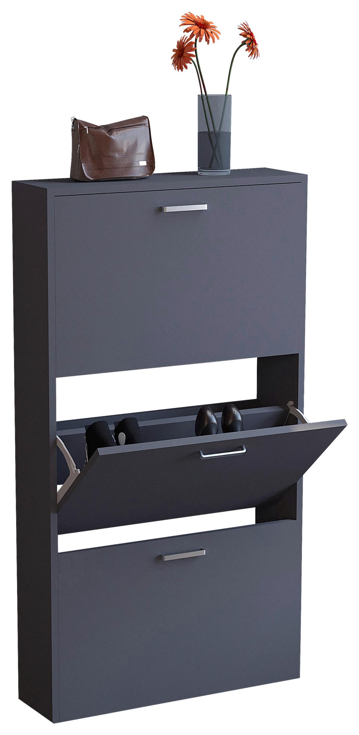 SCHUHSCHRANK SULOS M - Anthrazit/Silberfarben, Design, Holzwerkstoff/Kunststoff (59/108/17cm) - MID.YOU