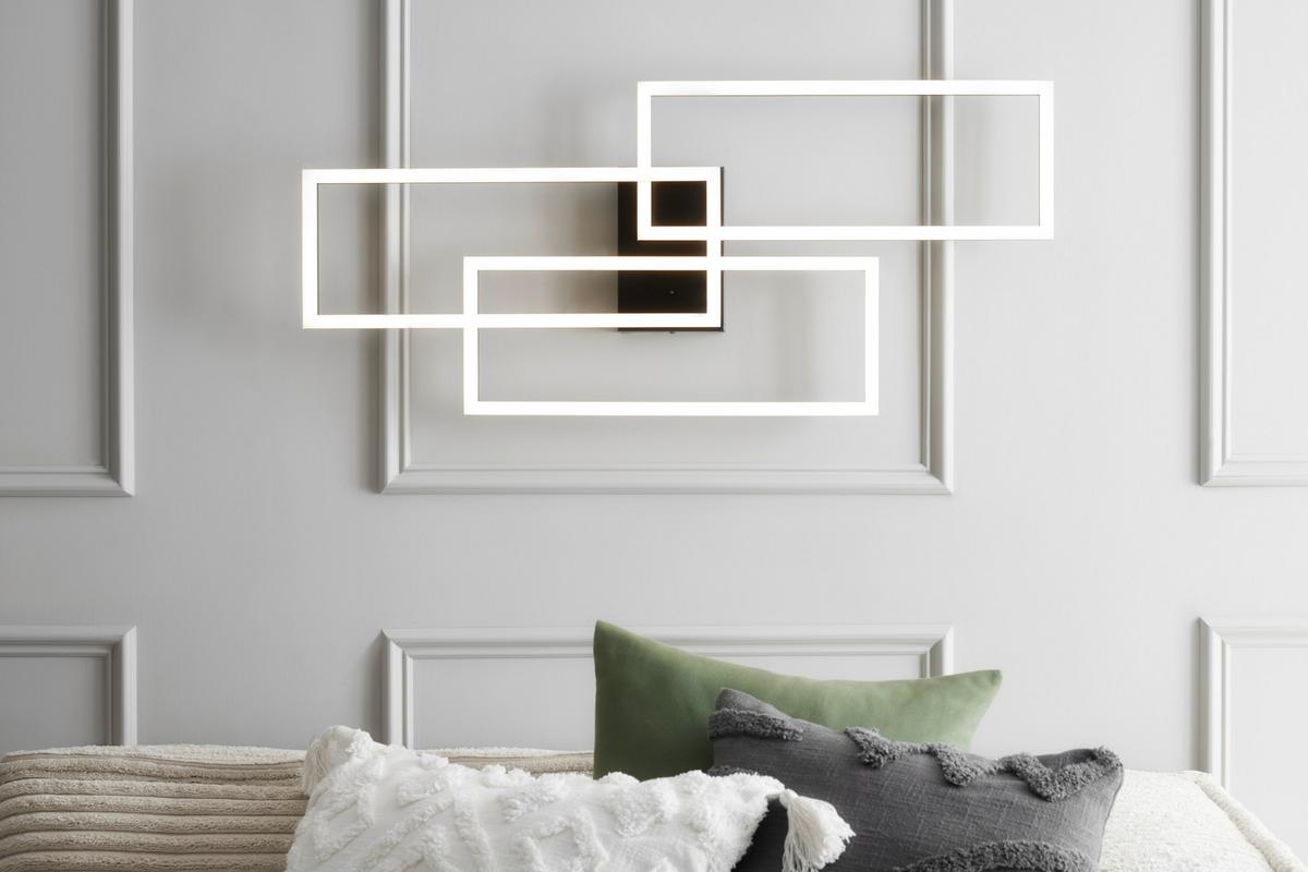 Plafonieră cu LED Bekka - opal/negru, Modern, plastic/metal (90/40/8cm) - Premium Living