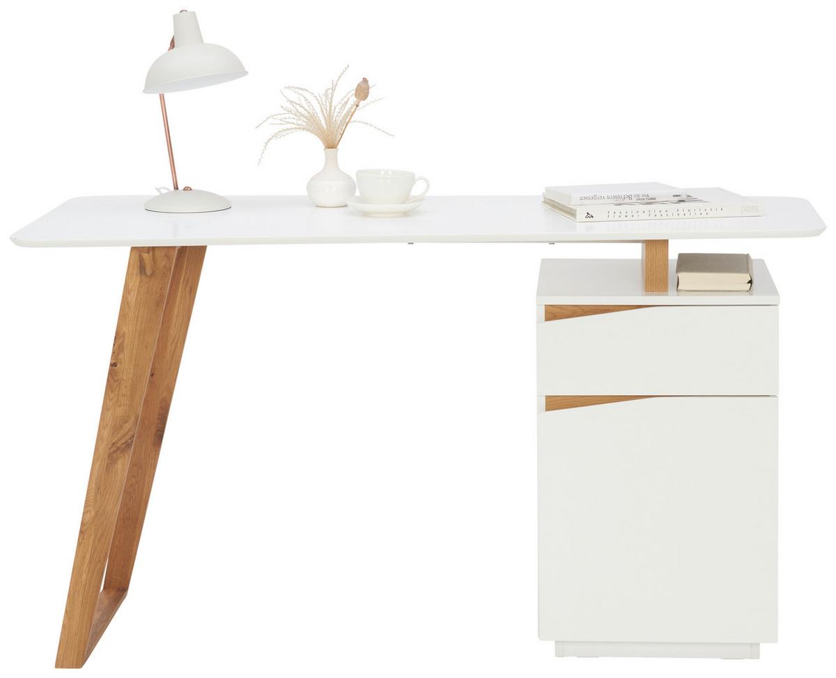 BIURKO PADUA - kolor dębowy/biały, Modern, materiał drewnopochodny/drewno (140/45-60/76cm) - MID.YOU