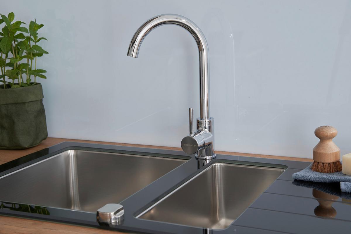 Glasspüle Newyork ca. 100x21x50 cm Schwarz - Schwarz, Trend, Glas/Metall (100/21/50cm) - Respekta