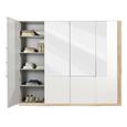 Drehtürenschrank Weiß/Eiche- Spiegel - Eichefarben/Weiß, MODERN, Glas/Holz (259/213/59cm) - MODERN LIVING