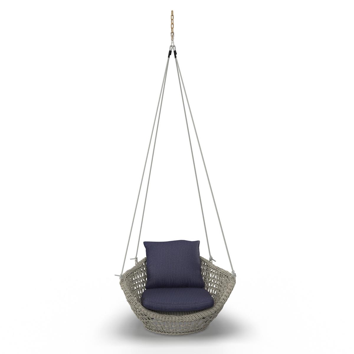 FOTEL WISZĄCY ELODIE - niebieski/kremowy, Modern, tworzywo sztuczne/metal (83/73/48cm) - Bessagi Garden