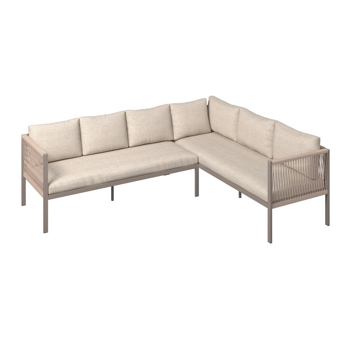 Loungegarnitur Sophia Hellgrau/Beige, 4-teilig - Beige/Creme, MODERN, Glas/Textil (195/73/72cm)