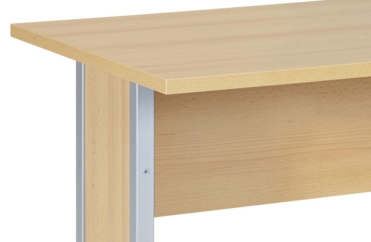 Schreibtisch "Serie 4000" ca 90x65 cm, buche - Buchefarben/Silberfarben, Basics, Holzwerkstoff/Metall (90/65/72,2cm) - MID.YOU