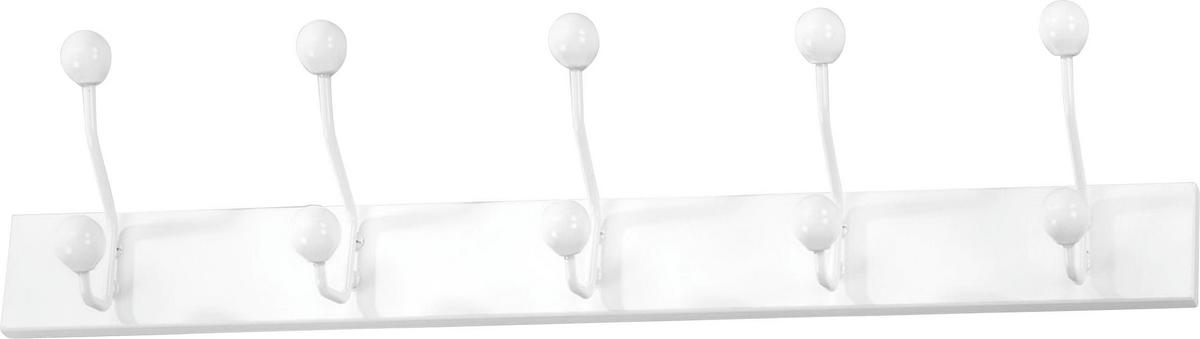Stenski Obešalnik Greve, Bela - bela, Moderno, kovina/leseni material (65/13/7cm) - Modern Living