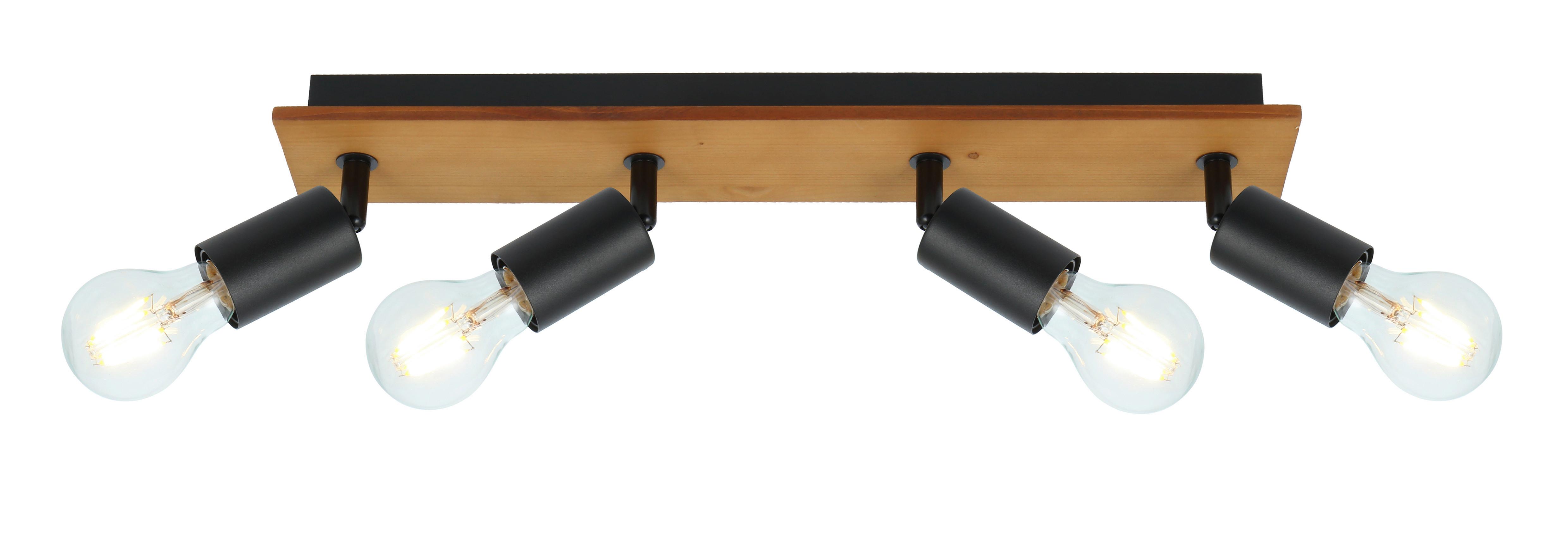 Reflektor Martha - črna/rjava, Natur, kovina/les (49/9/11cm) - Globo