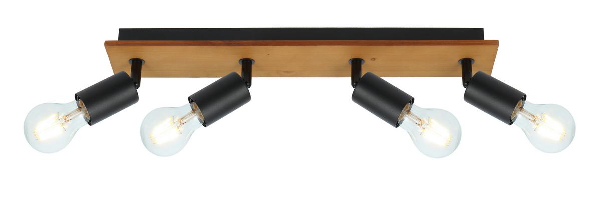 Reflektor Martha - črna/rjava, Natur, kovina/les (49/9/11cm) - Globo