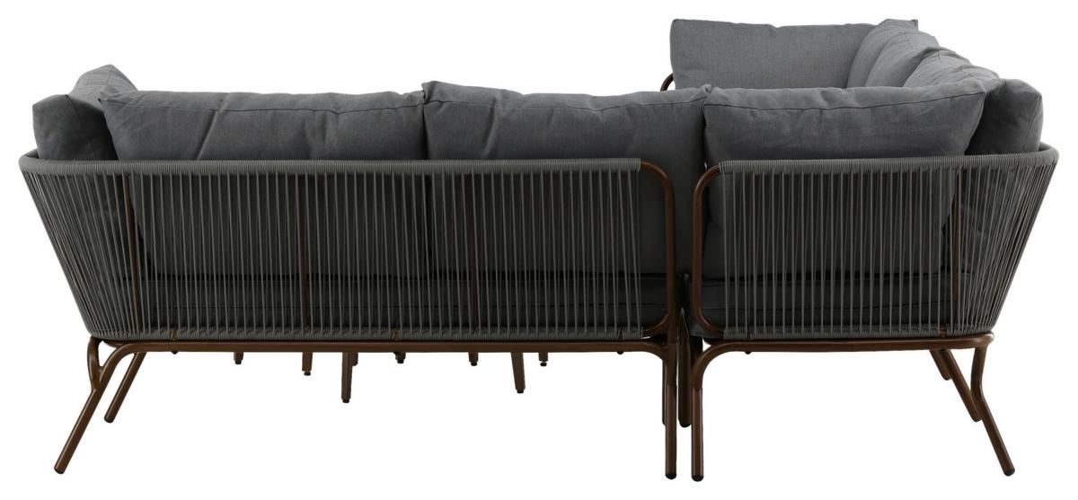 Dining-Loungeset Roxo ca. 283x221 cm Grau - Braun/Grau, KONVENTIONELL, Textil/Metall - Gardenson