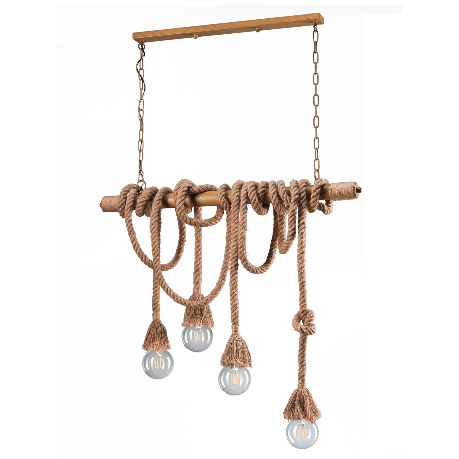 Hängeleuchte Mauli Beige max. 22 Watt - Beige, Natur, Textil/Metall (80/25/130cm)