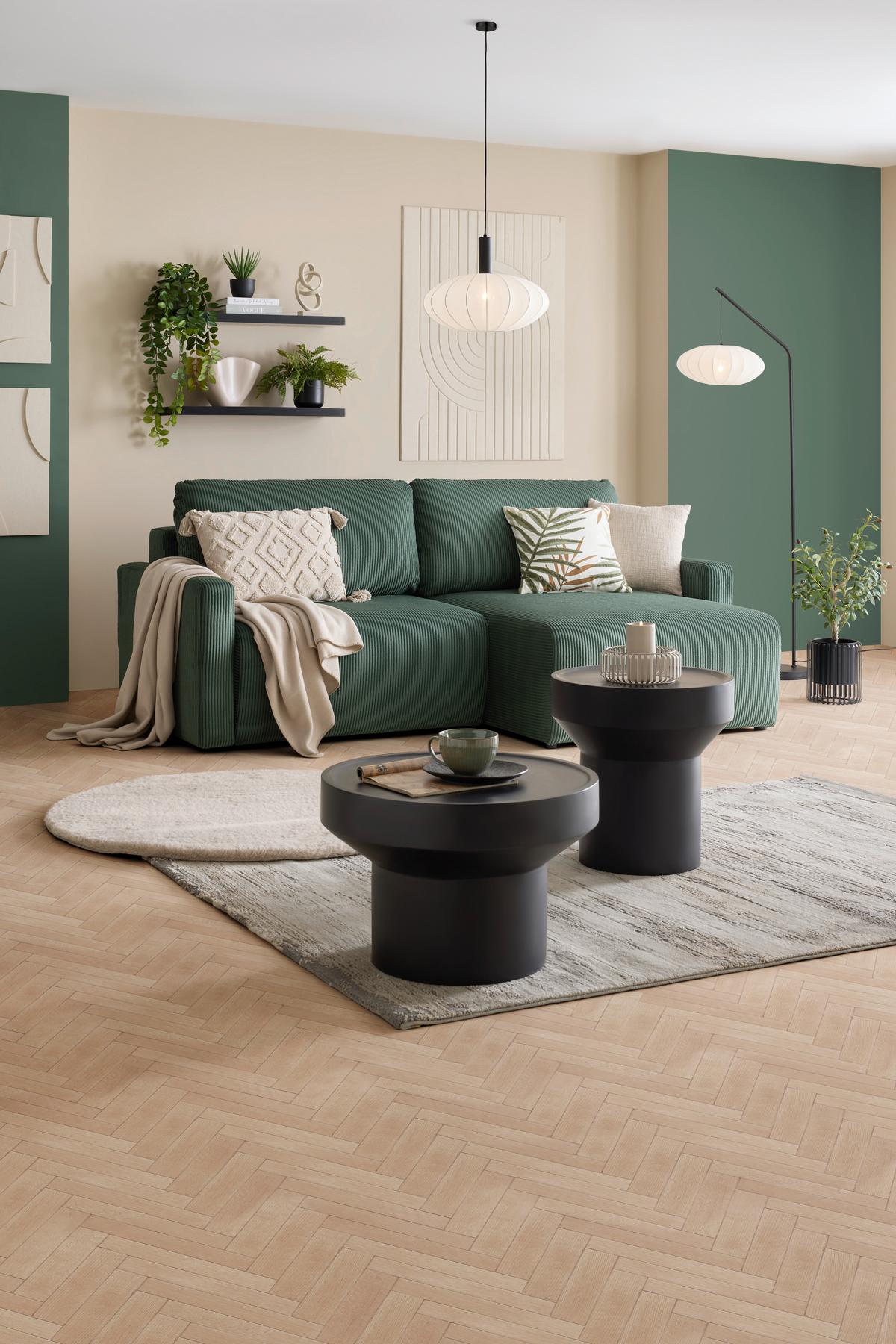 Ecksofa Dave Dunkelgrün - Dunkelgrün, MODERN, Textil (227/92/146cm) - Based