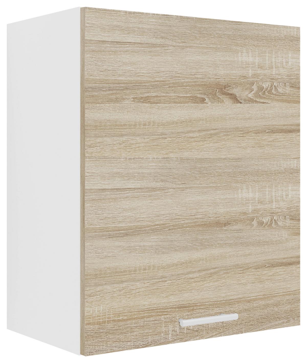 Kuhinjska Zgornja Omarica Esilo, Hrast, Bela - bela/barve aluminija, Konvencionalno, kovina/leseni material (50/60/31cm) - MID.YOU