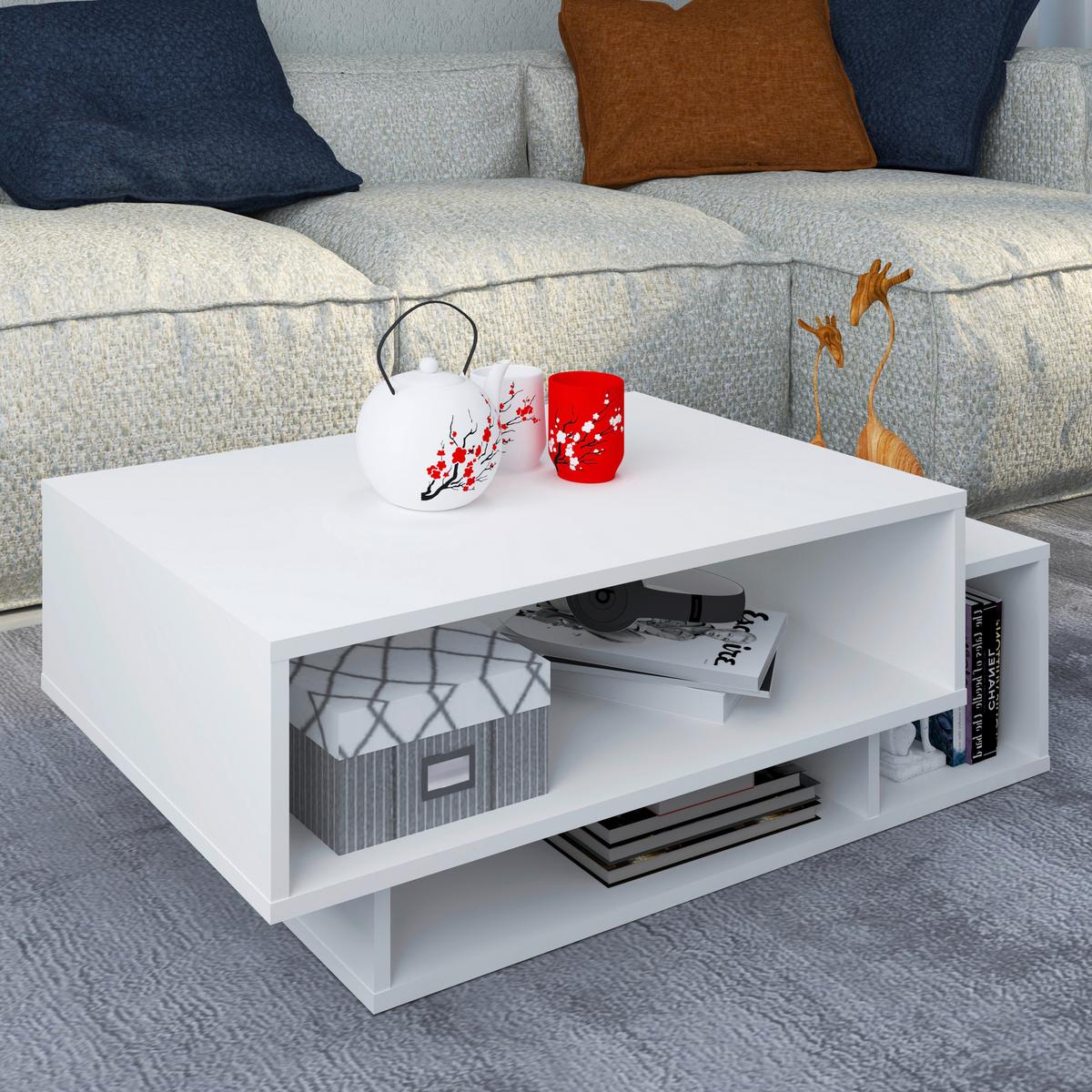 Klubska Miza Runila, Bela, 88x50 - bela, Moderno, leseni material (88/35/50cm) - MID.YOU