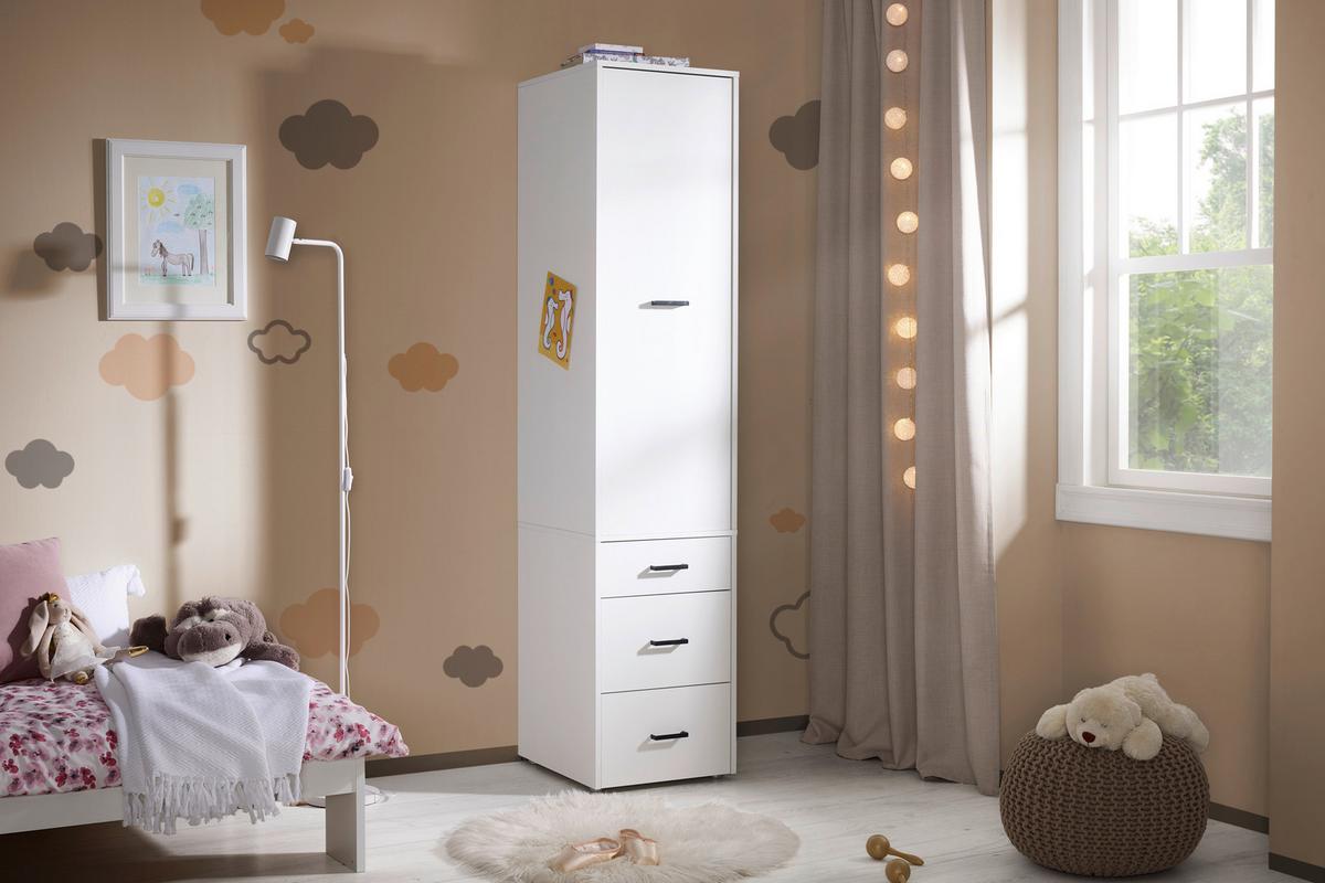 Kleiderschrank Kivo Weiß - Weiß, MODERN, Holzwerkstoff/Kunststoff (45/129,8/52,1cm) - Based