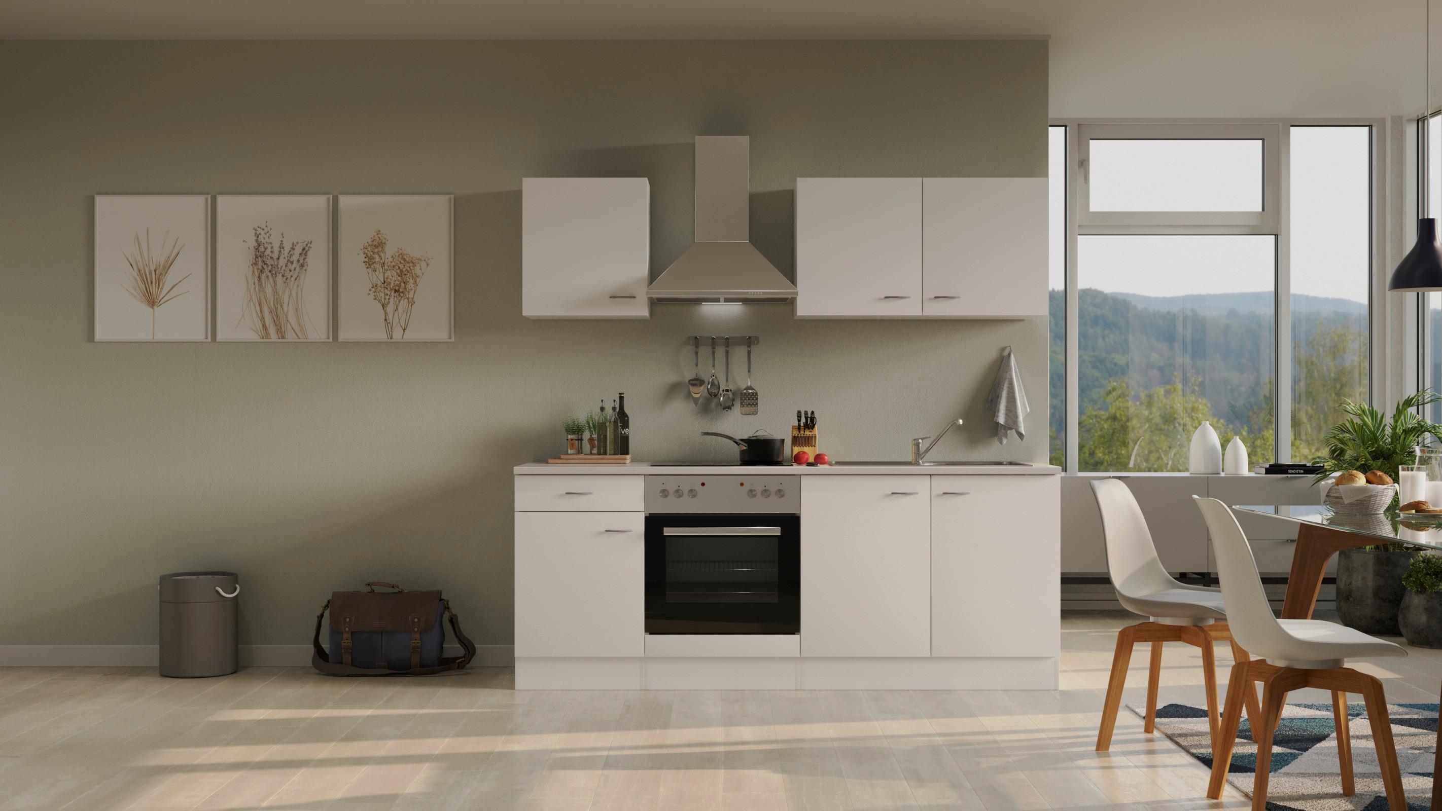 Kuhinjski Blok Z Aparati Wito, Bela - barve nerjavečega jekla/bela, Moderno, umetna masa/leseni material (210cm) - FlexWell