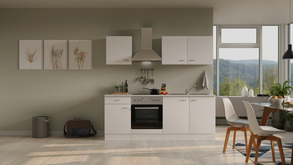 Kuhinjski Blok Z Aparati Wito, Bela - barve nerjavečega jekla/bela, Moderno, umetna masa/leseni material (210cm) - FlexWell