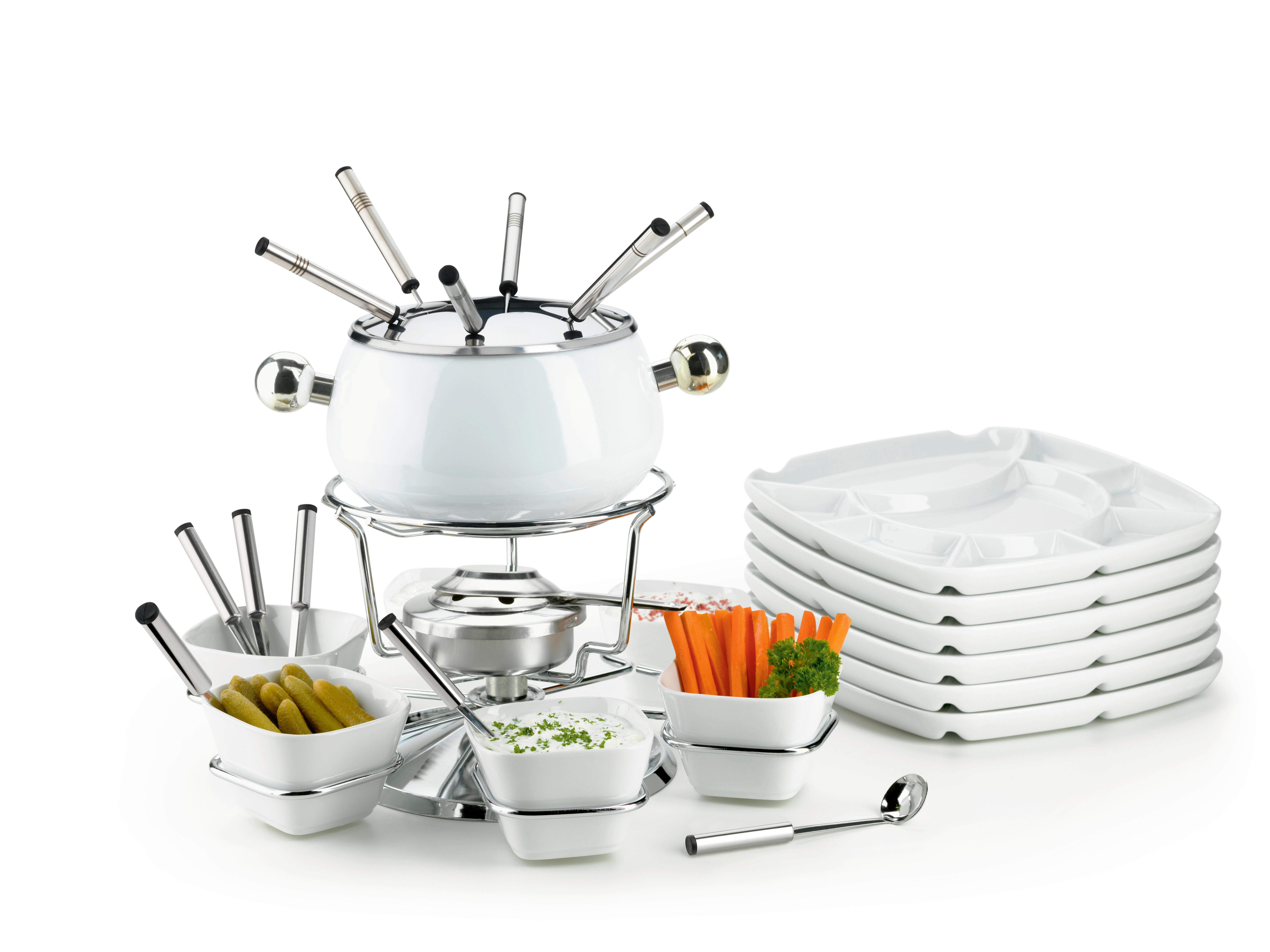 FONDUESET 1D - Weiss, Basics, Keramik (35,5/28/34,5cm) - Mäser