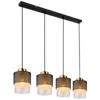 HÄNGELEUCHTE 15709-4H - Klar/Messingfarben, Design, Glas/Metall (91/16/120cm) - Globo