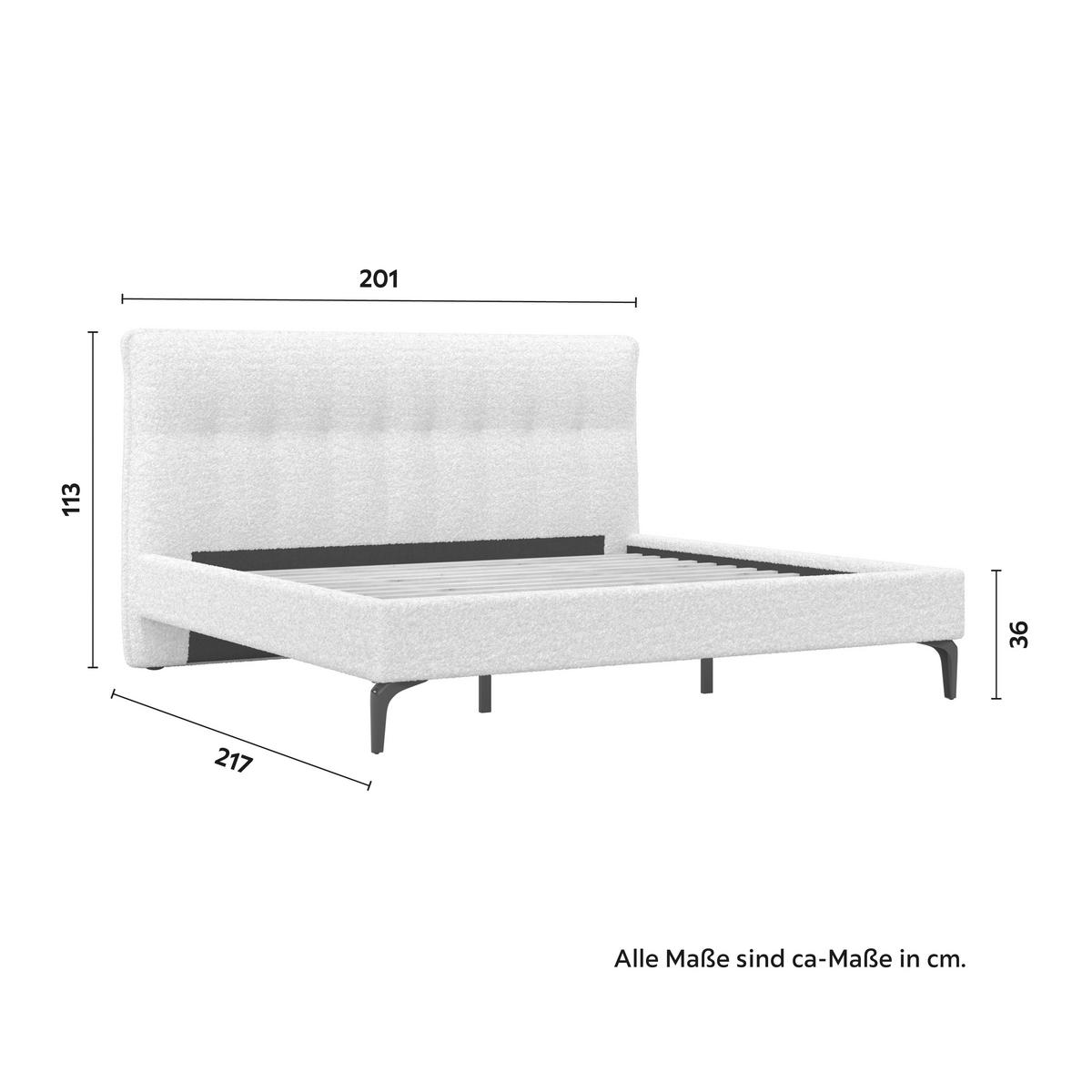 Polsterbett Clea ca. 180x200 cm Creme - Hellbraun/Creme, MODERN, Holz/Holzwerkstoff (180/200cm) - Bessagi Home
