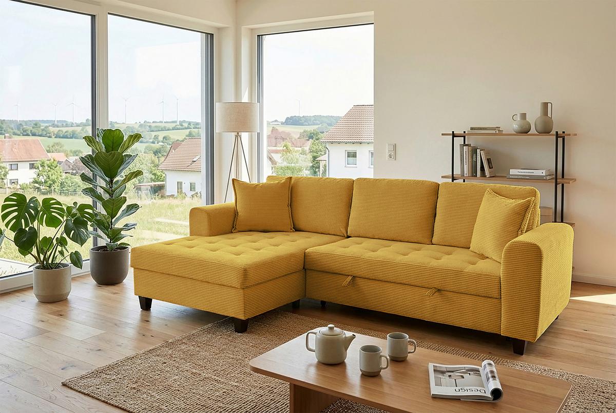 Kutna Garnitura Moritz - boje senfa, Trend, tekstil (155/265cm) - Modern Living