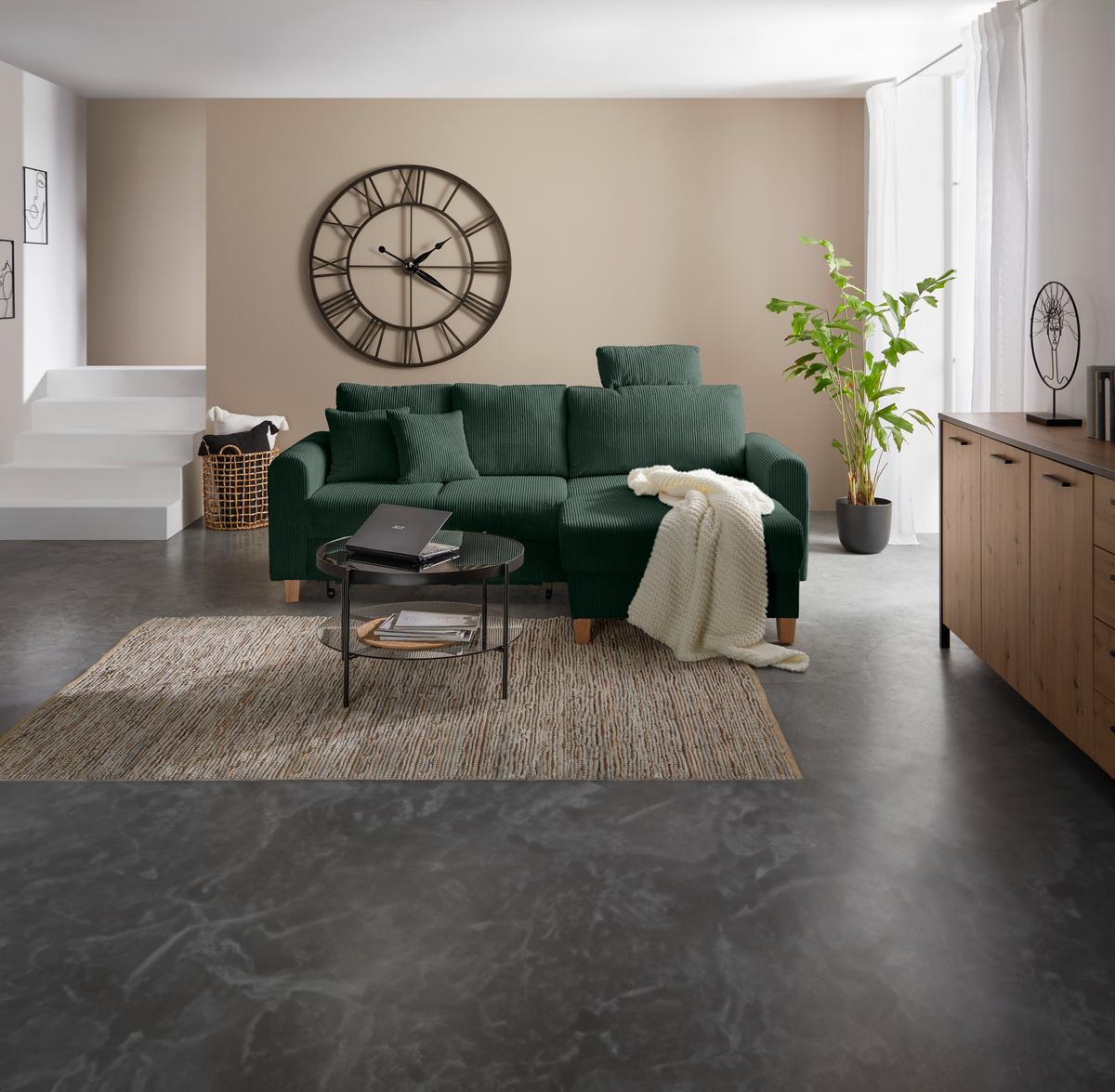Kutna Garnitura Lille - zelena/svijetlo smeđa, Moderno, tekstil/drvo (232/110/156cm) - Best Price