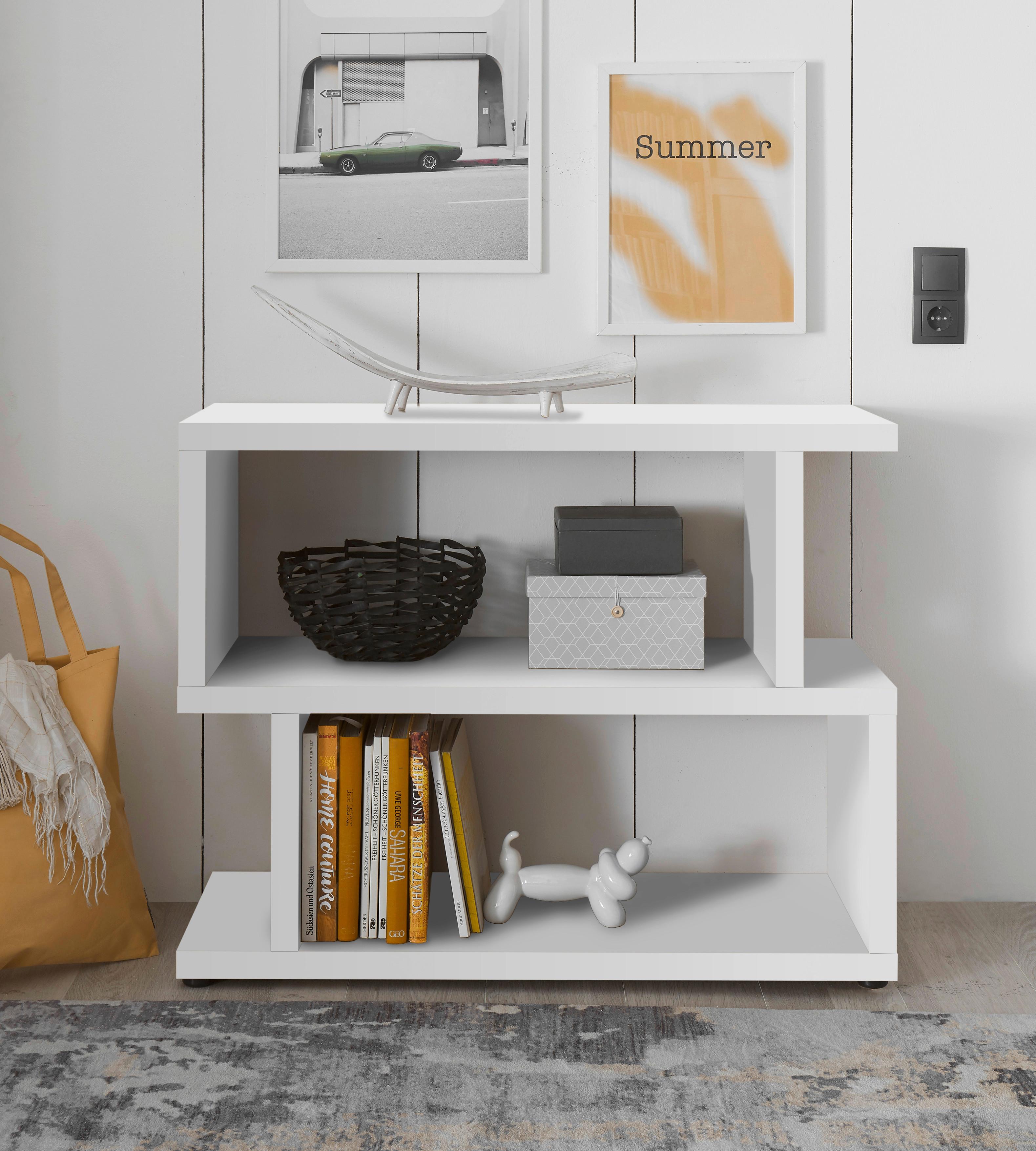 Stenski Regal York, Bela - črna/bela, Basics, leseni material (100/80/38cm) - Modern Living