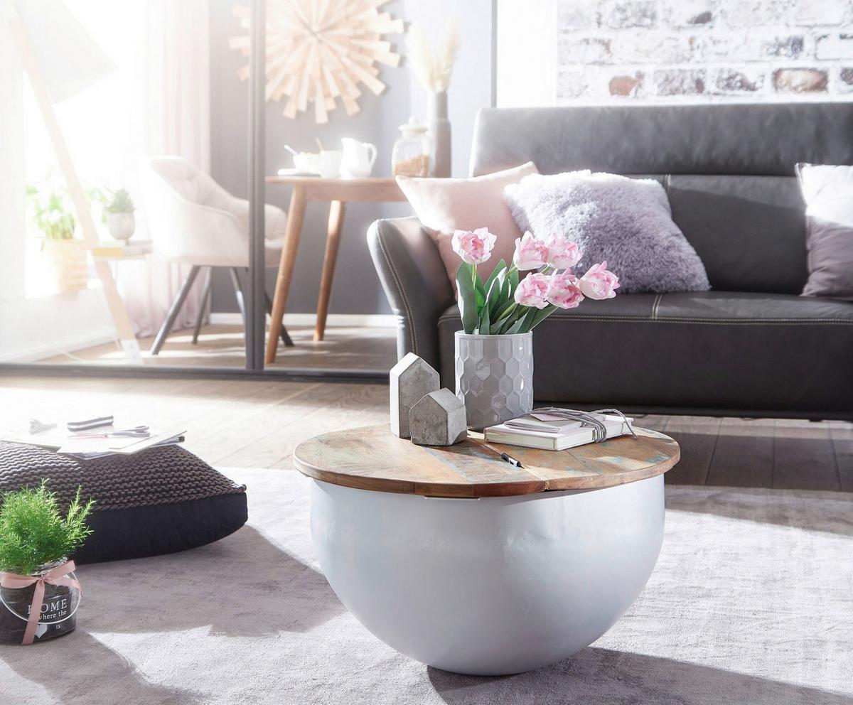 Klubska Miza Wohnling - bela/rjava, Moderno, kovina/les (60/60/34cm) - MID.YOU