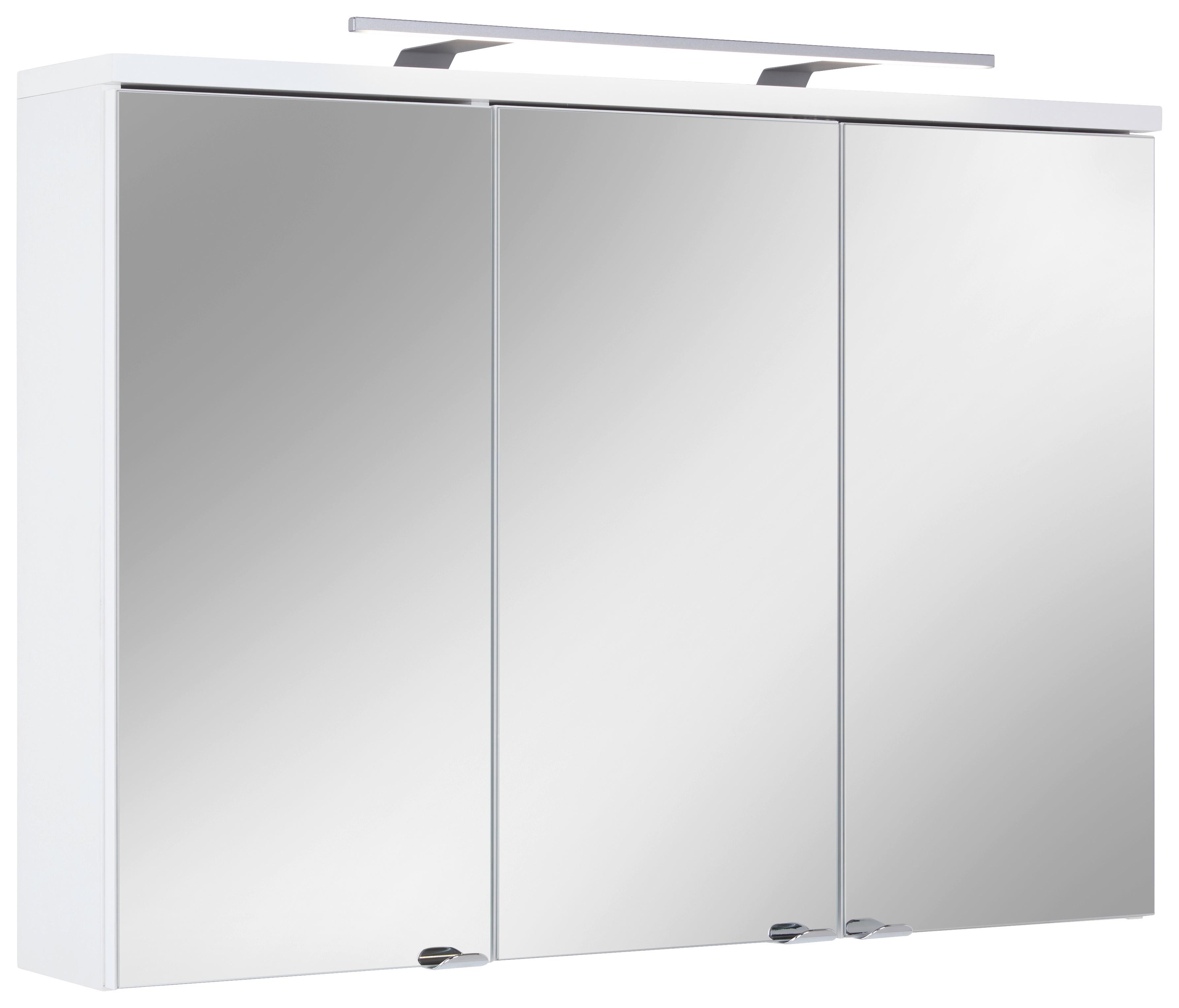 Spiegelschrank in Weiss - Klar/Chromfarben, Modern, Glas/Holzwerkstoff (98/70/18cm) - Mömax