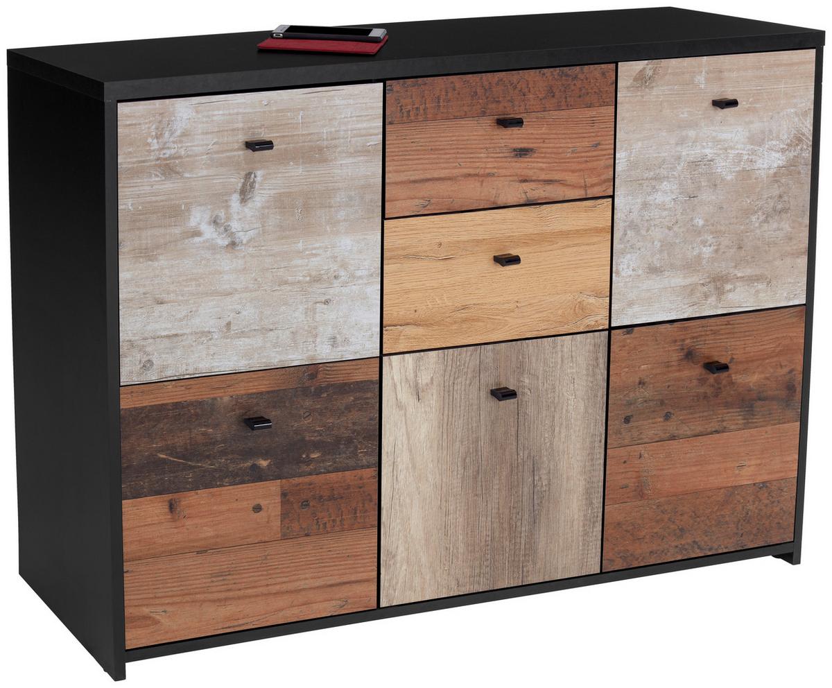 Komoda Sanne - črna/barve hrasta, Moderno, kovina/umetna masa (114,1/77,5/29,6cm) - Mömax