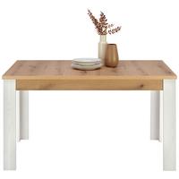 Raztegljiva Miza Rovigio, Barva Macesna, Bela - barve hrasta/bela, Konvencionalno, leseni material (140-180/76/90cm) - Landscape