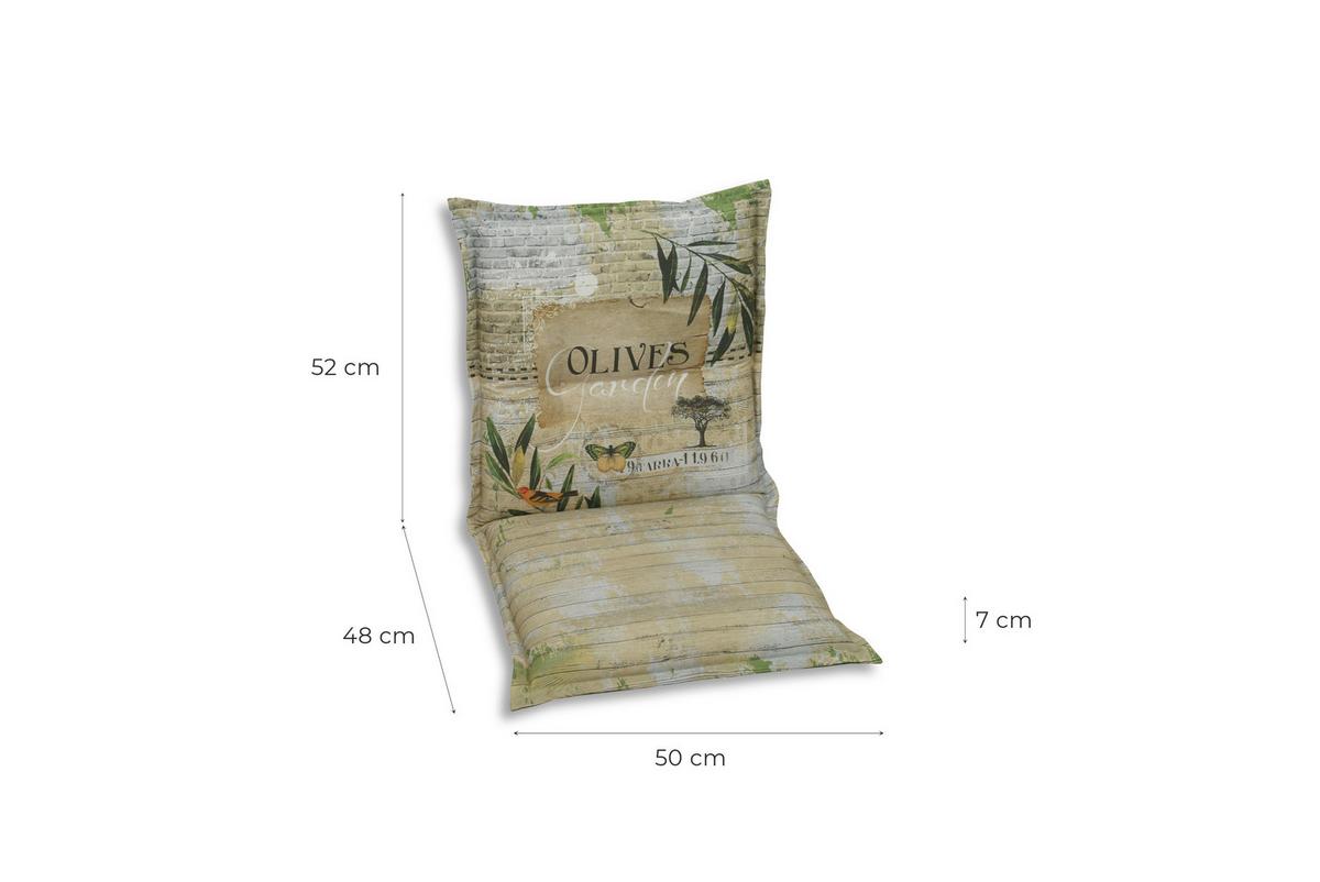 Sesselauflagenset Olive Grün, 6-teilig - Dunkelgrün/Hellgrün, Basics, Textil (50/7/100cm)