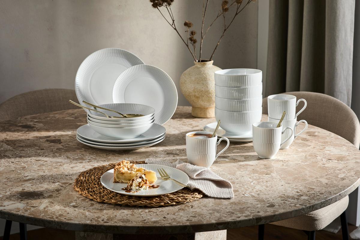 SERWIS OBIADOWO-ŚNIADANIOWY AMINA UNI 3 - biały, Konventionell, ceramika - Seltmann Weiden