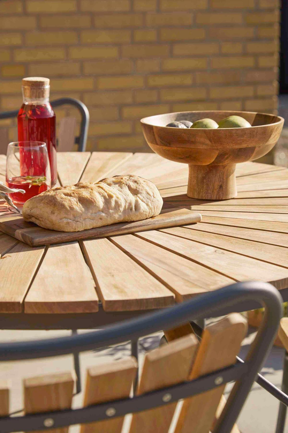 Gartentisch Ellen Anthrazit/Teak - Anthrazit/Teakfarben, KONVENTIONELL, Holz/Metall (110/110/74cm) - Gardenson