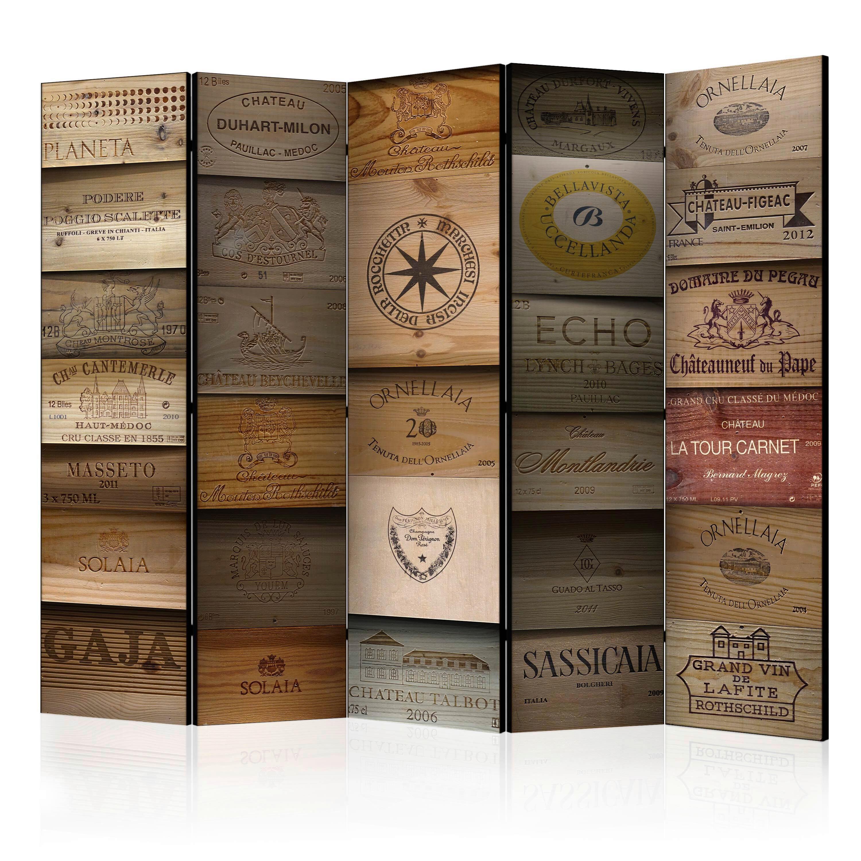 Paravan Old Vineyard I, 5-Delni, Akustičen - bež/rjava, Basics, umetna masa/tekstil (225/172/3cm) - artgeist