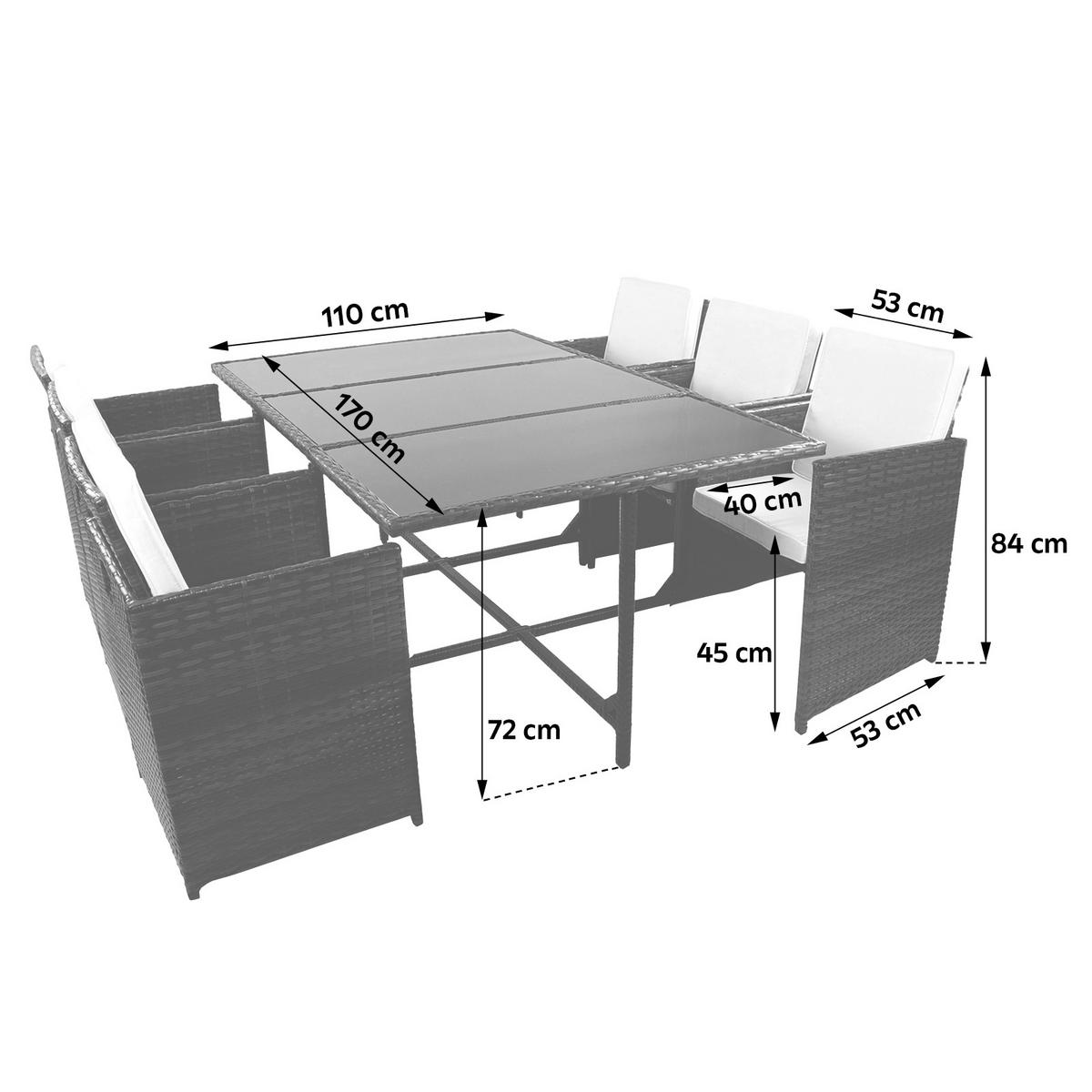 GARTENTISCHGRUPPE RALOSO - Creme/Braun, Modern, Glas/Kunststoff - Ambia Garden