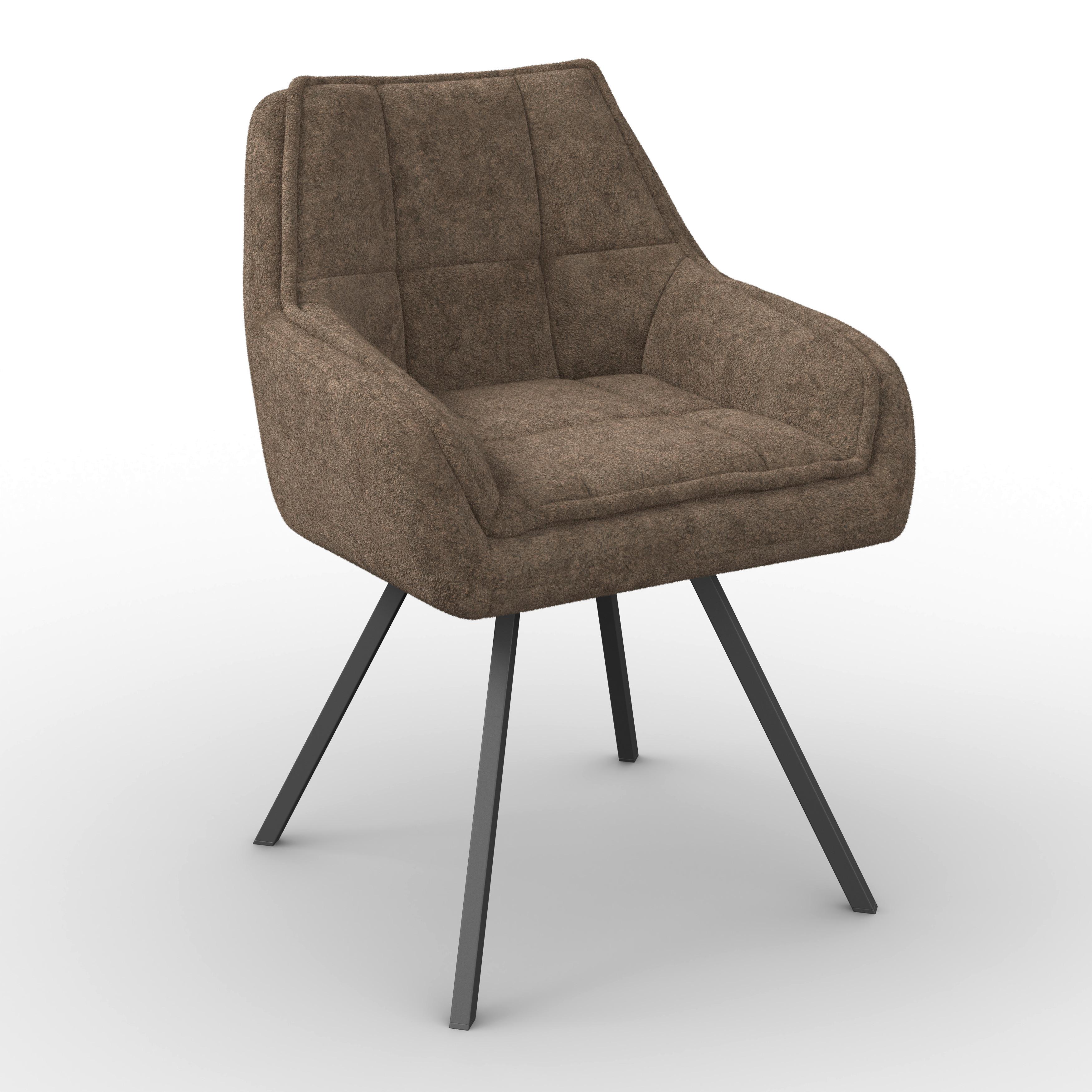 Armlehnstuhl Billy Braun Struktur Drehbar Gepolstert - Schwarz/Braun, MODERN, Holz/Textil (64/87/64cm) - Bessagi Home