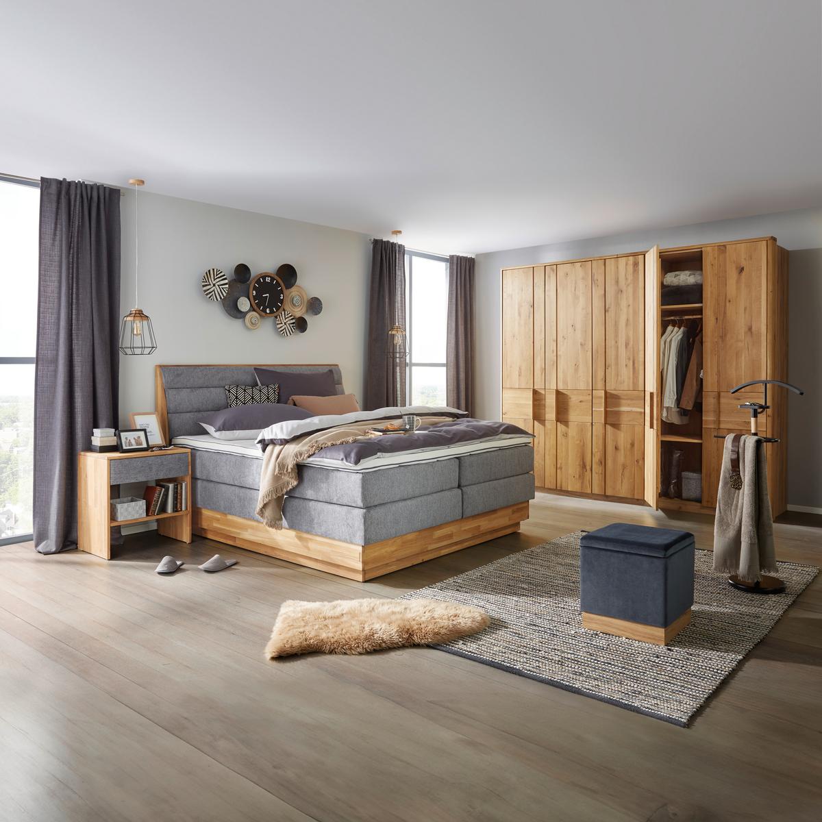Boxspringbett Marissa In Grau Ca. 180x200cm - Schwarz/Grau, Konventionell, Holz/Textil (180/200cm) - Premium Living