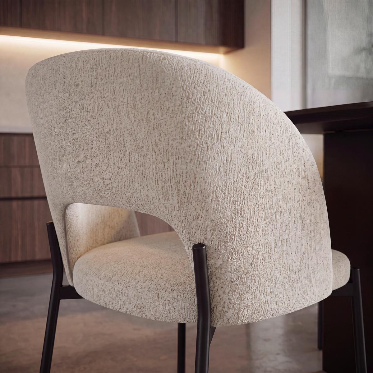 Stuhl Nadiya Creme Leinenoptik Gepolstert - Creme/Schwarz, MODERN, Holz/Textil (52/78/56cm) - Bessagi Home