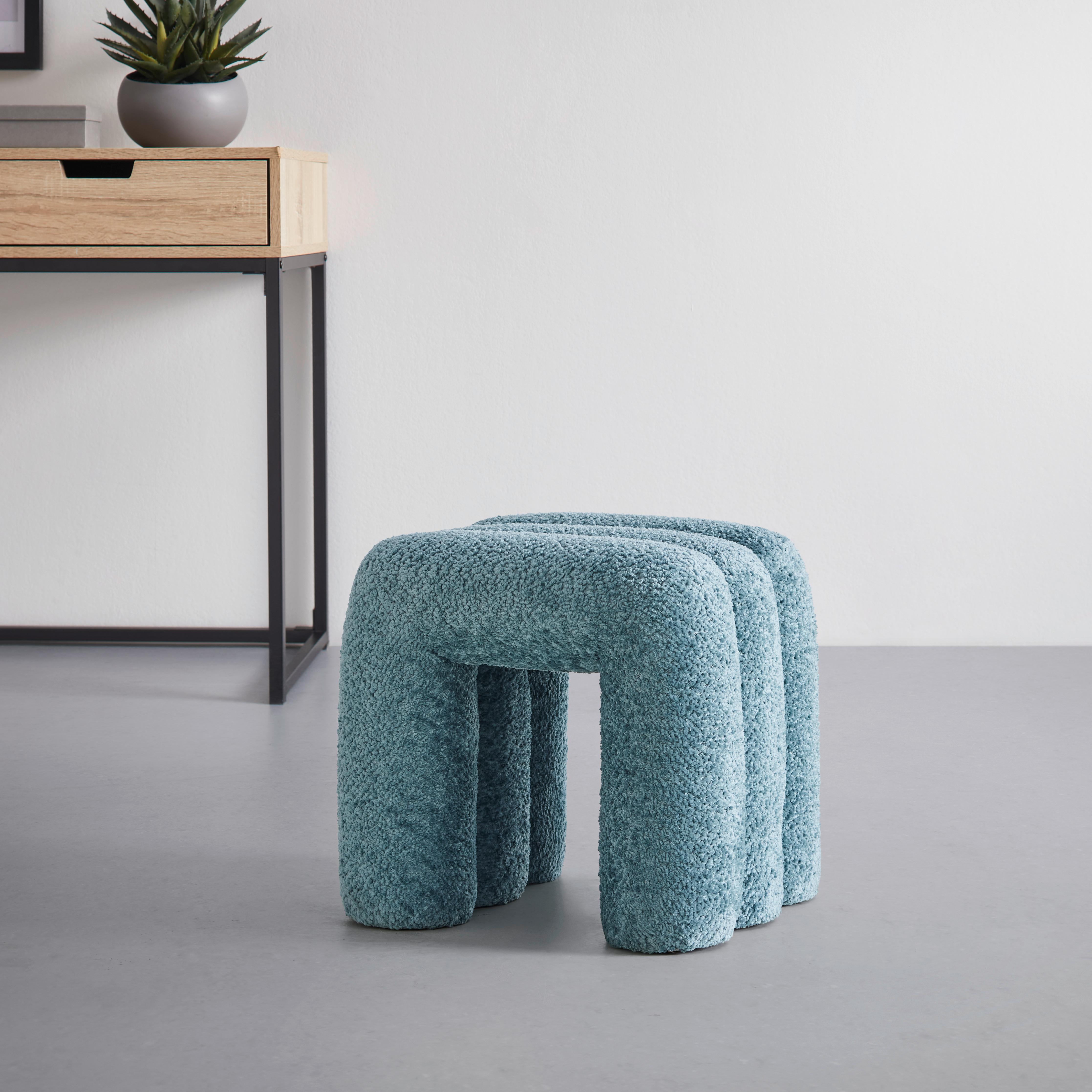 Hocker Nala Blau - Blau, MODERN, Holzwerkstoff/Textil (44/43/42cm) - Premium Living
